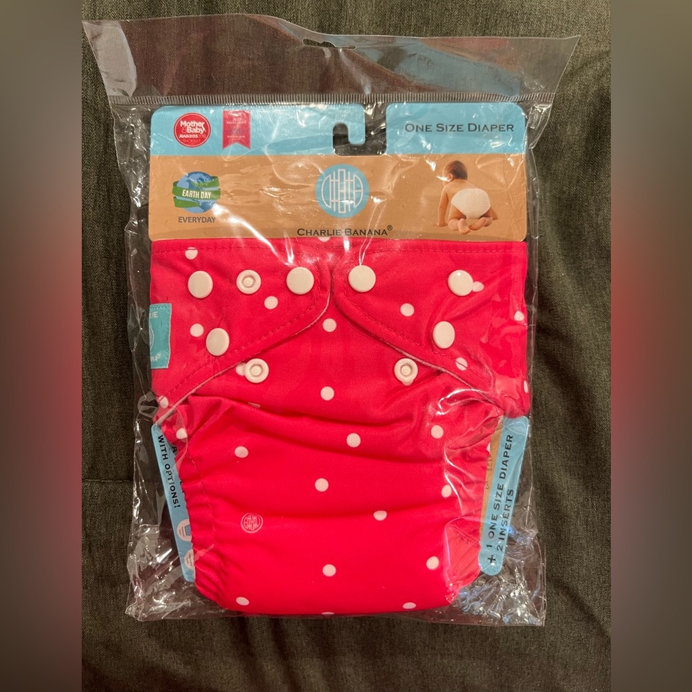 New Hot pink polka dot Charlie banana reusable diaper